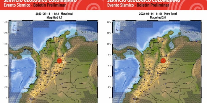 Dos sismos sacudieron a Santander la mañana de este domingo de magnitud 4.7 y 2.0